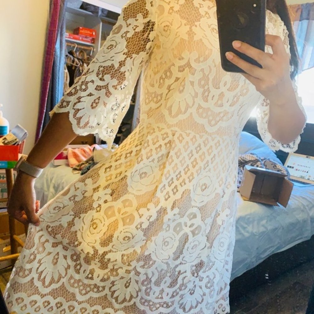 NEW Gorgeous Cream Lace Fit & Flare Eliza J Dress